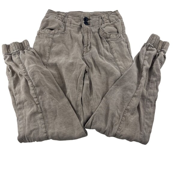 American Eagle Outfitters Regular Fit Tan Joggers Women's size 0 Linen Blend - Picture 1 of 6